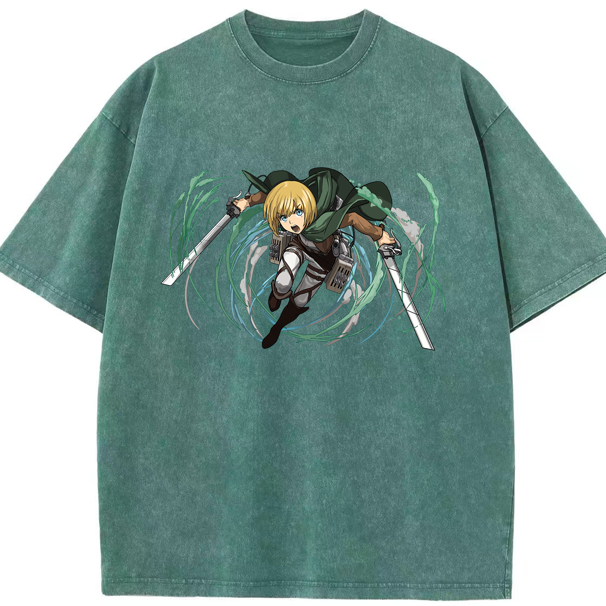 （画像用） 進撃の巨人 アルミン·アルレルト Attack on Titan Armin Arlert 綿100% ヴィンテージ風 半袖Tシャツ（フロントプリント）